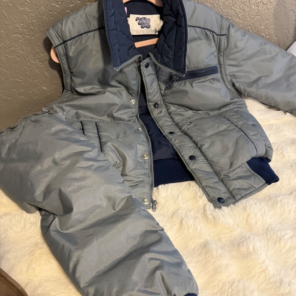 Vintage 1990s, ComfySki Grey/Blue Jacket with removable sleeves, Mens Medium - Picture 7 of 10